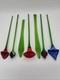 Hand Blown Murano Style Glass Flowers Multicolor Long Stem Set/7