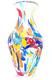 Hand Blown Murano Style Multicolored Rainbow Confetti Art Glass Vase 10.5