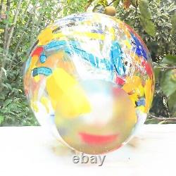 Hand Blown Murano Style Multicolored Rainbow Confetti Art Glass Vase 10.5