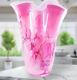 Hand Blown Murano Style Pink Brushstroke Handkerchief Ruffle Art Glass Vase 13