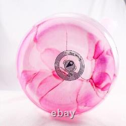 Hand Blown Murano Style Pink Brushstroke Handkerchief Ruffle Art Glass Vase 13