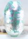 Hand Blown Murano Style Silver Green Watercolor Abstract Art Glass Vase 11.75