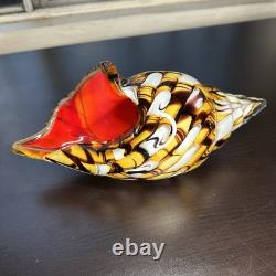 Hand Blown Murano Style Vintage Glass Art Conch Sea Shell Sculpture Incredible