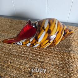 Hand Blown Murano Style Vintage Glass Art Conch Sea Shell Sculpture Incredible