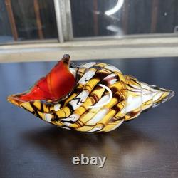 Hand Blown Murano Style Vintage Glass Art Conch Sea Shell Sculpture Incredible