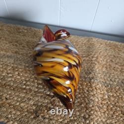 Hand Blown Murano Style Vintage Glass Art Conch Sea Shell Sculpture Incredible