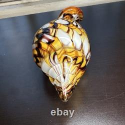 Hand Blown Murano Style Vintage Glass Art Conch Sea Shell Sculpture Incredible