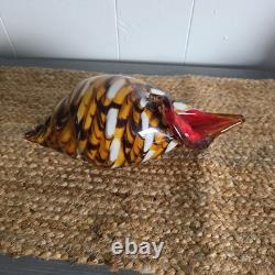 Hand Blown Murano Style Vintage Glass Art Conch Sea Shell Sculpture Incredible