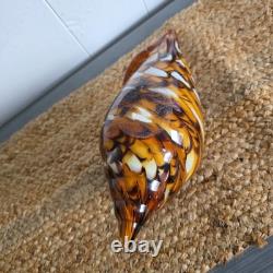 Hand Blown Murano Style Vintage Glass Art Conch Sea Shell Sculpture Incredible