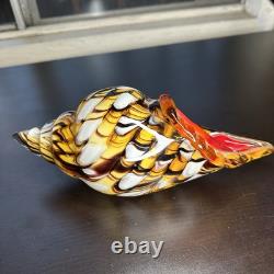 Hand Blown Murano Style Vintage Glass Art Conch Sea Shell Sculpture Incredible