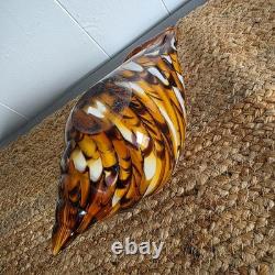 Hand Blown Murano Style Vintage Glass Art Conch Sea Shell Sculpture Incredible