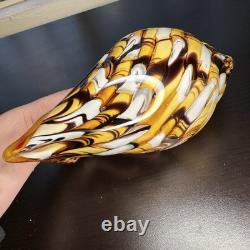 Hand Blown Murano Style Vintage Glass Art Conch Sea Shell Sculpture Incredible