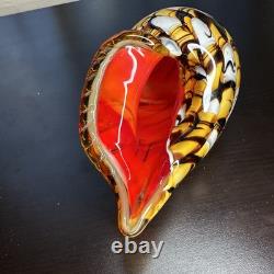 Hand Blown Murano Style Vintage Glass Art Conch Sea Shell Sculpture Incredible