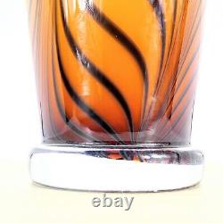 Hand Blown Murano Style Wavy Striped Art Glass Vase 12 Tall Made in Poland