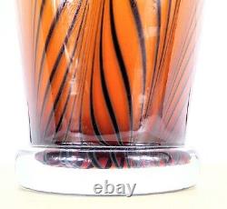 Hand Blown Murano Style Wavy Striped Art Glass Vase 12 Tall Made in Poland