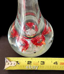 Hand Blown Murano VASE Art Glass Flower Controlled Bubbles No Chips Cracks 7.5
