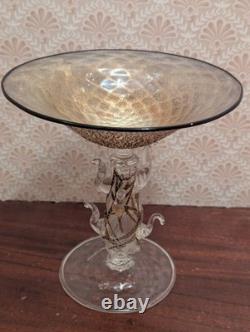 Hand Blown Murano Venetian Art Glass Goblet Applied Sea Creature