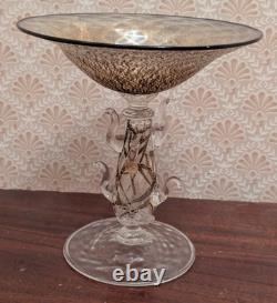 Hand Blown Murano Venetian Art Glass Goblet Applied Sea Creature