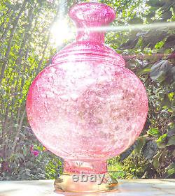 Hand Blown Murano-Victorian Style Bubble Cranberry Glass Vase 11 Tall