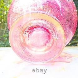 Hand Blown Murano-Victorian Style Bubble Cranberry Glass Vase 11 Tall