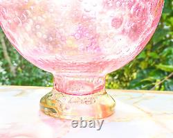 Hand Blown Murano-Victorian Style Bubble Cranberry Glass Vase 11 Tall