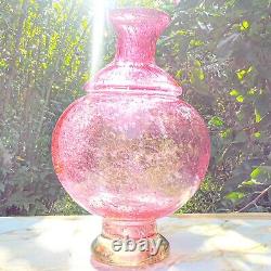 Hand Blown Murano-Victorian Style Bubble Cranberry Glass Vase 11 Tall