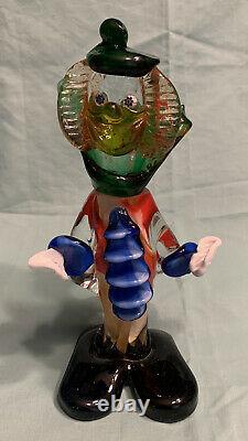 Hand Blown Murano Vintage Glass Clown Large Figurine 10X4