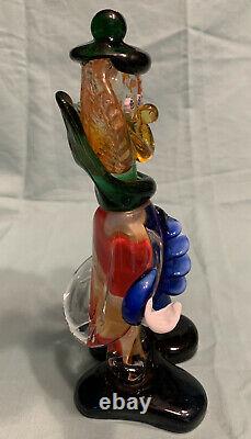 Hand Blown Murano Vintage Glass Clown Large Figurine 10X4