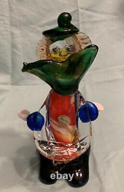 Hand Blown Murano Vintage Glass Clown Large Figurine 10X4