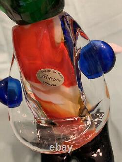 Hand Blown Murano Vintage Glass Clown Large Figurine 10X4