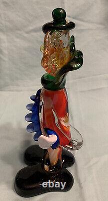 Hand Blown Murano Vintage Glass Clown Large Figurine 10X4