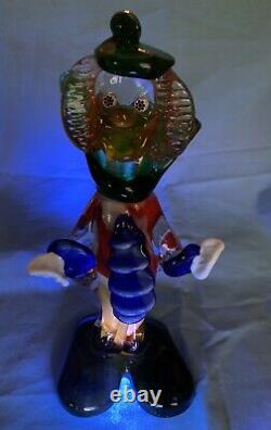 Hand Blown Murano Vintage Glass Clown Large Figurine 10X4