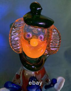 Hand Blown Murano Vintage Glass Clown Large Figurine 10X4