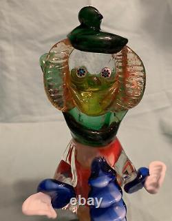 Hand Blown Murano Vintage Glass Clown Large Figurine 10X4