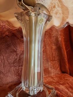 Hand Blown Murano-style, Pink Glass Table Lamp With Ruffled Shade