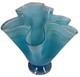 Hand Blown Ocean Waves Gradient Blue Art Glass Pedestal Vase Murano Vintage MCM