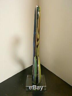 Hand Blown Rainbow Colored Abstract Swirl Murano Art Glass Sculpture Excellent