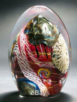 Hand Blown Solid Glass Sculpture Murano Art Paperweight 24K Gold- Zac Gorell