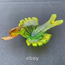 Hand Blown Venetian Murano Duck Bird Figural Opalescent Fruit Bowl Centrepiece