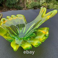 Hand Blown Venetian Murano Duck Bird Figural Opalescent Fruit Bowl Centrepiece