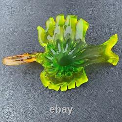 Hand Blown Venetian Murano Duck Bird Figural Opalescent Fruit Bowl Centrepiece