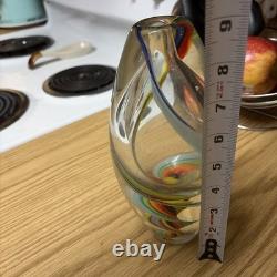Hand Blown multi color Murano Style Vase Green Art Glass Single Stem Vase