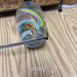 Hand Blown multi color Murano Style Vase Green Art Glass Single Stem Vase