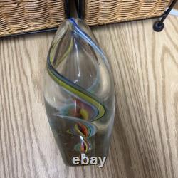 Hand Blown multi color Murano Style Vase Green Art Glass Single Stem Vase