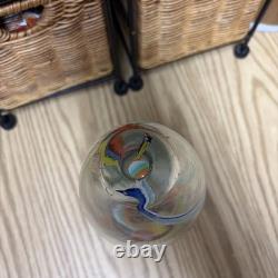 Hand Blown multi color Murano Style Vase Green Art Glass Single Stem Vase