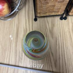 Hand Blown multi color Murano Style Vase Green Art Glass Single Stem Vase