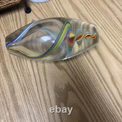 Hand Blown multi color Murano Style Vase Green Art Glass Single Stem Vase
