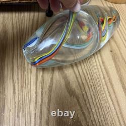 Hand Blown multi color Murano Style Vase Green Art Glass Single Stem Vase