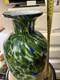 Hand blown Murano Art Glass Vase 12 in Green Blue White Swirl Glossy