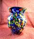 Hand-blown Murano Glass Vase Cobalt Blue Millefiori Thousand Flowers 6.75&times;5